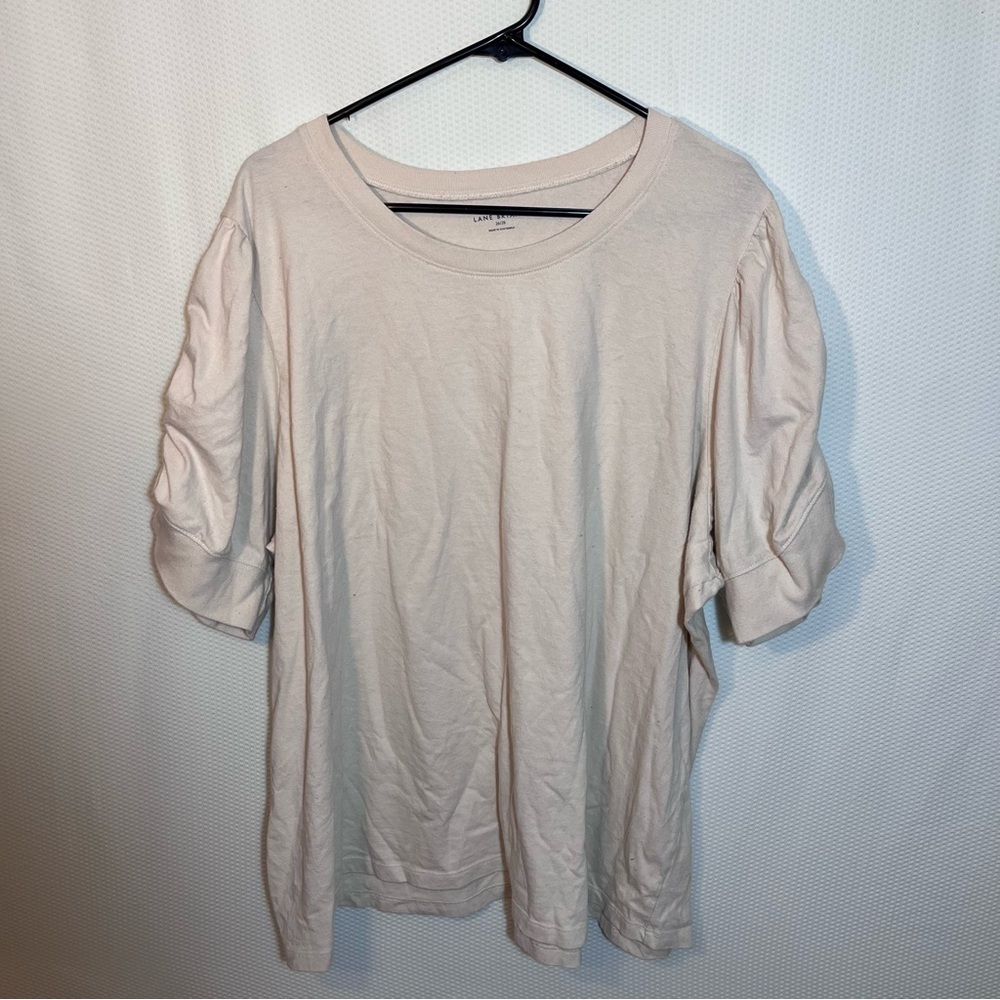 Lane Bryant Cream Puff Sleeve Crew Neck Tee Top Size 26/28